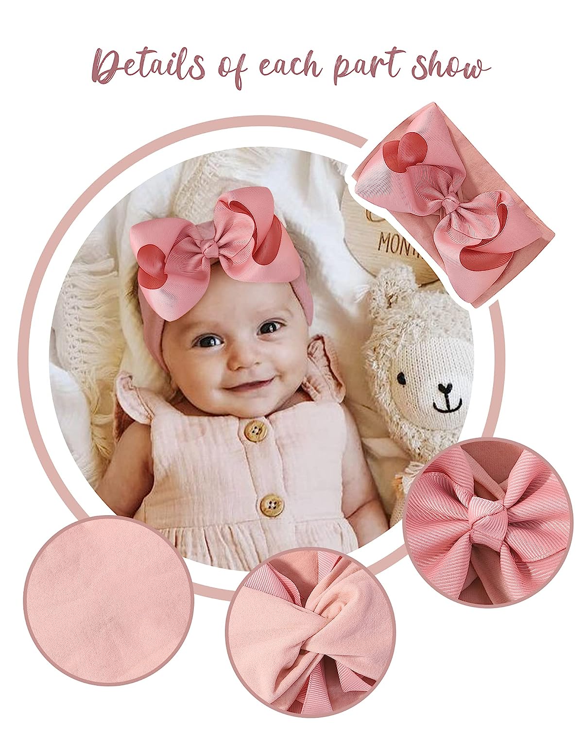 doboi 20pcs Baby Girl Bows Baby Headbands 6Inches Hair Accessories Infant Newborn Toddler Baby Bows and Nylon Headbands Big Bows for Baby Girls - Image 3